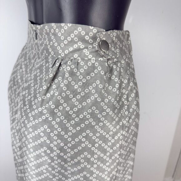 DRIES VAN NOTEN Silk Pleated Office Dot Circles Patterned Grey White Skirt sz 40 - Picture 4 of 7